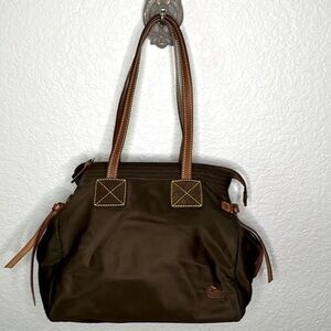 Dooney & Bourke Brown Nylon Satchel Shoulder Bag